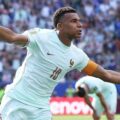 Kylian Mbappe celebrates after scoring against Morocco
