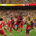 Switzerland players celebrate after winning penalty shootout against Colombia