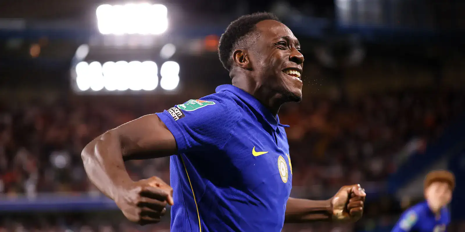 Danny Welbeck celebrates after scoring his first goal for Chelsea