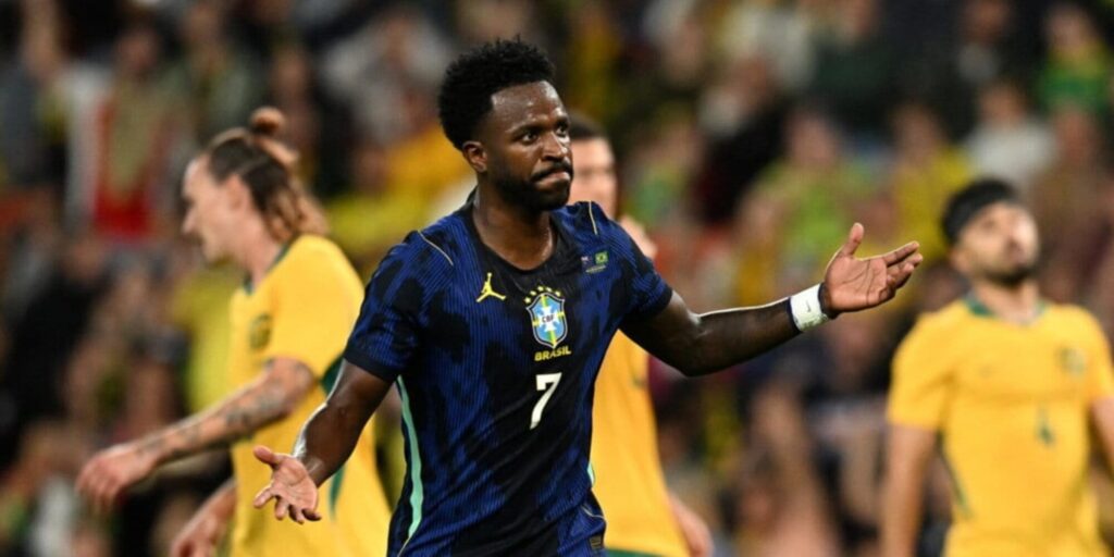 Vinicius Junior has just scored a penalty for Brazil against Australia