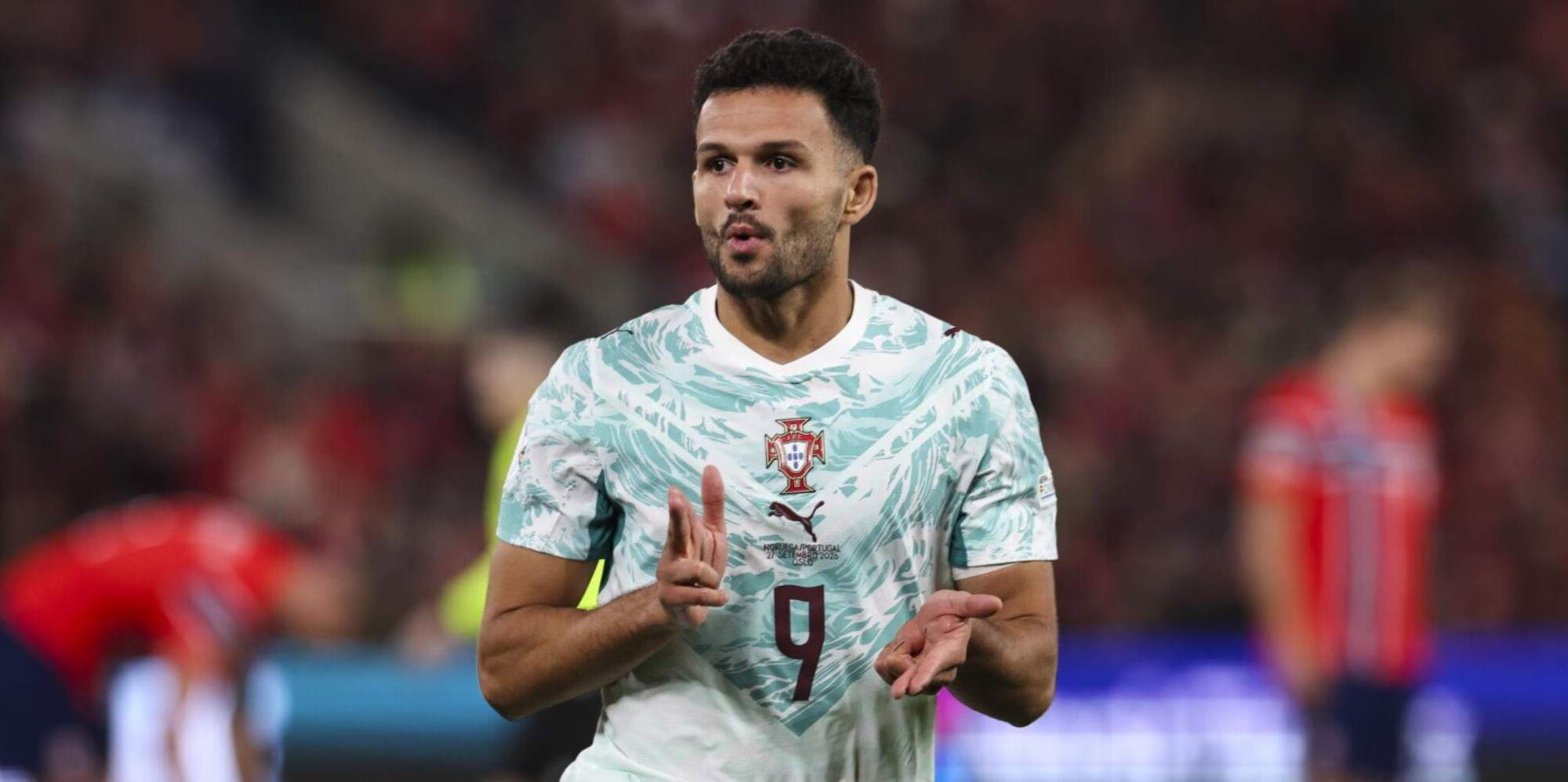 Goncalo Ramos celebrates after scoring against Norway