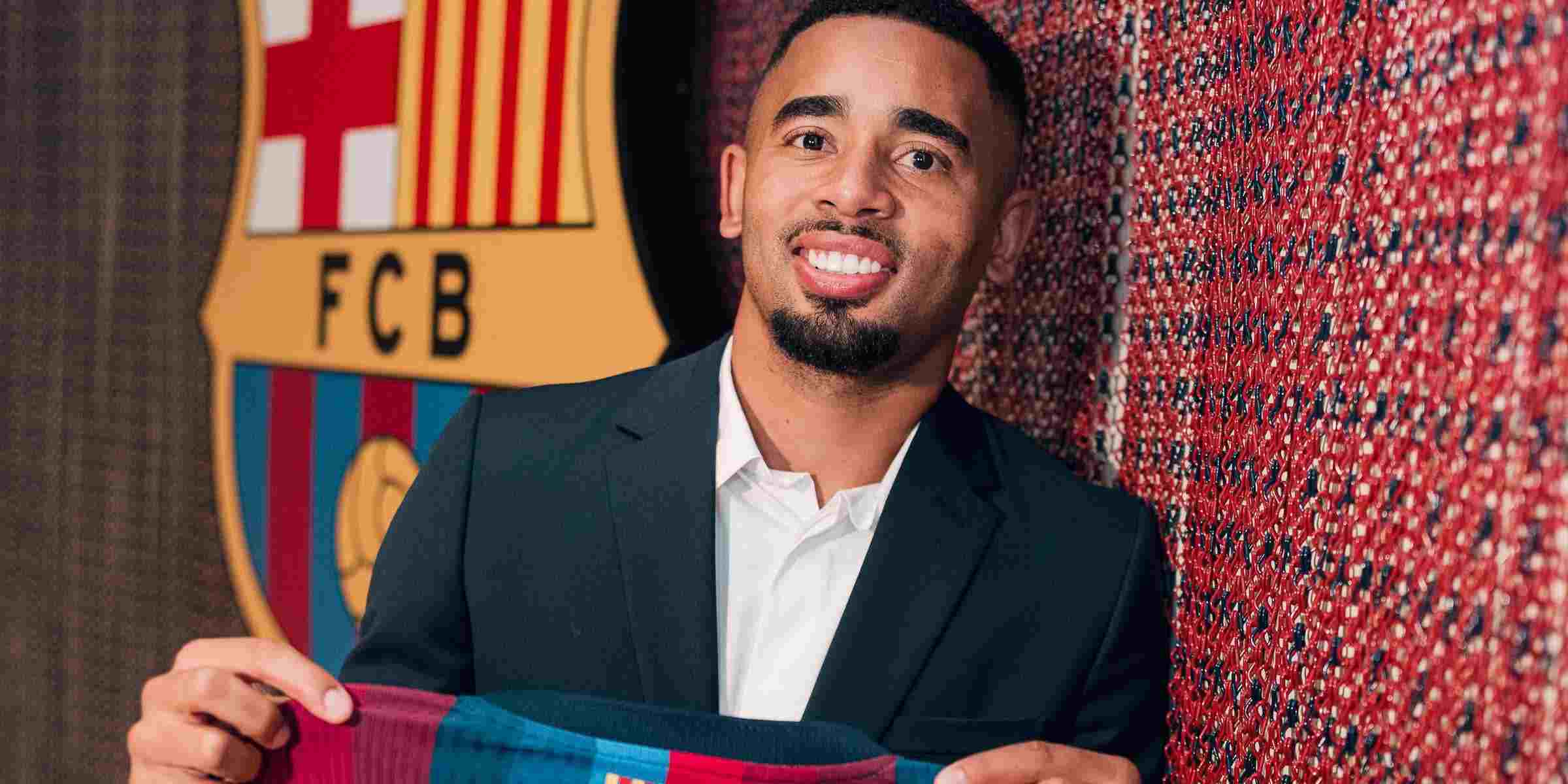 Gabriel Jesus during his presentation as Barcelona player