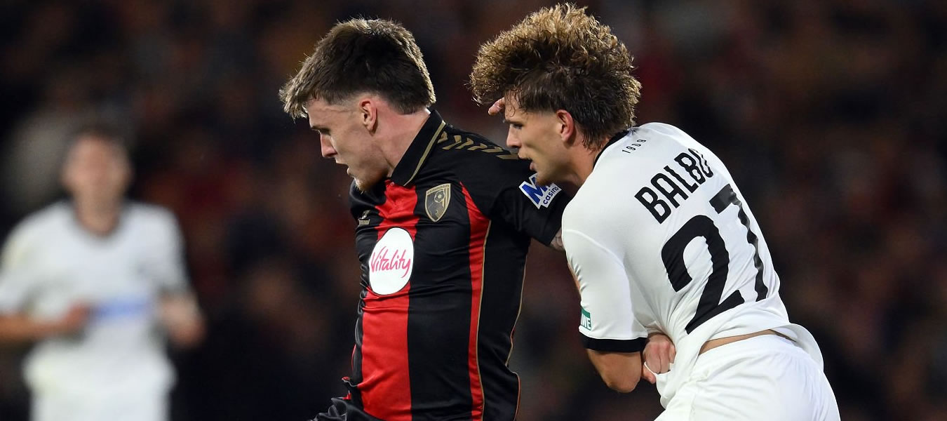 Bournemouth and Sturm players battling for the ball