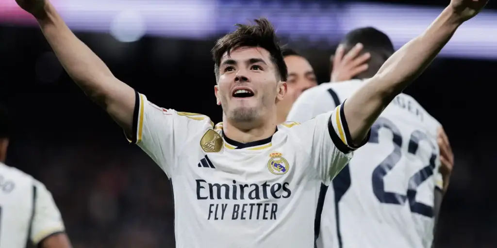Brahim Diaz celebrates after scoring for Real Madrid