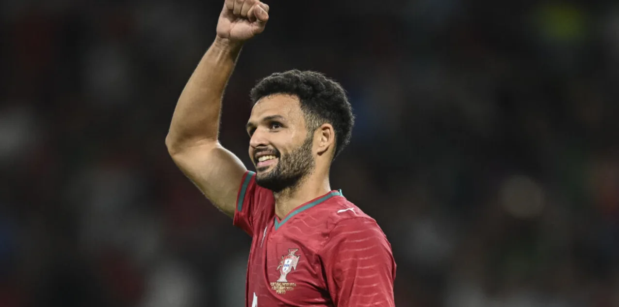 Goncalo Ramos celebrates after scoring against Norway