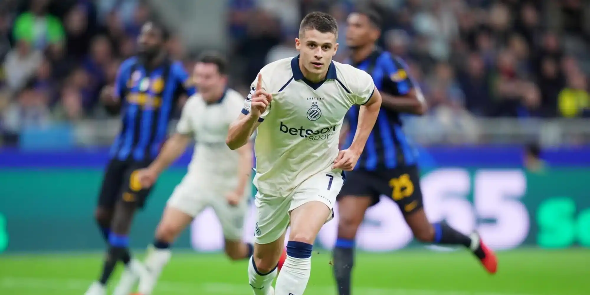 Nicolo Tresoldi celebrates after scoring against Inter