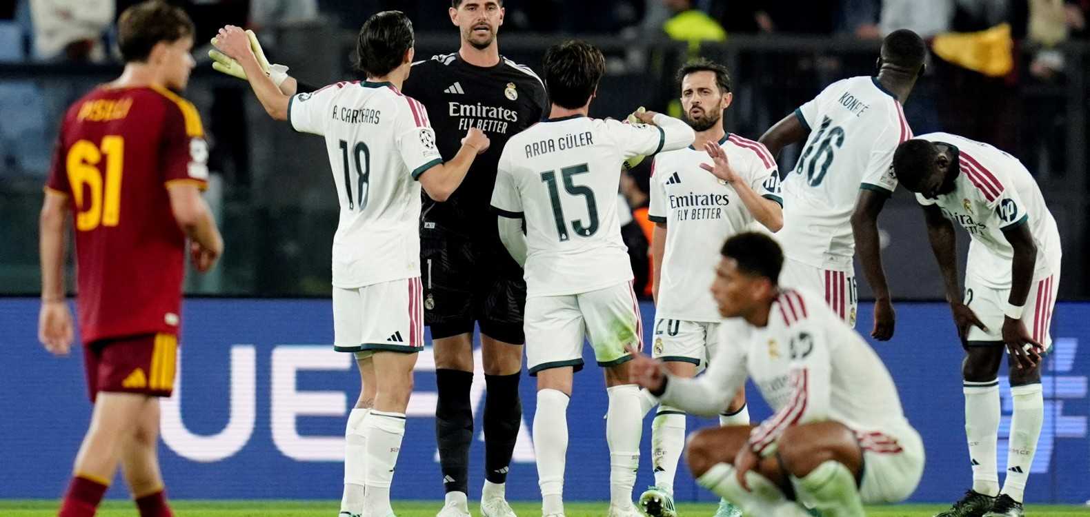 Roma and Real Madrid players during their Champions League encounter
